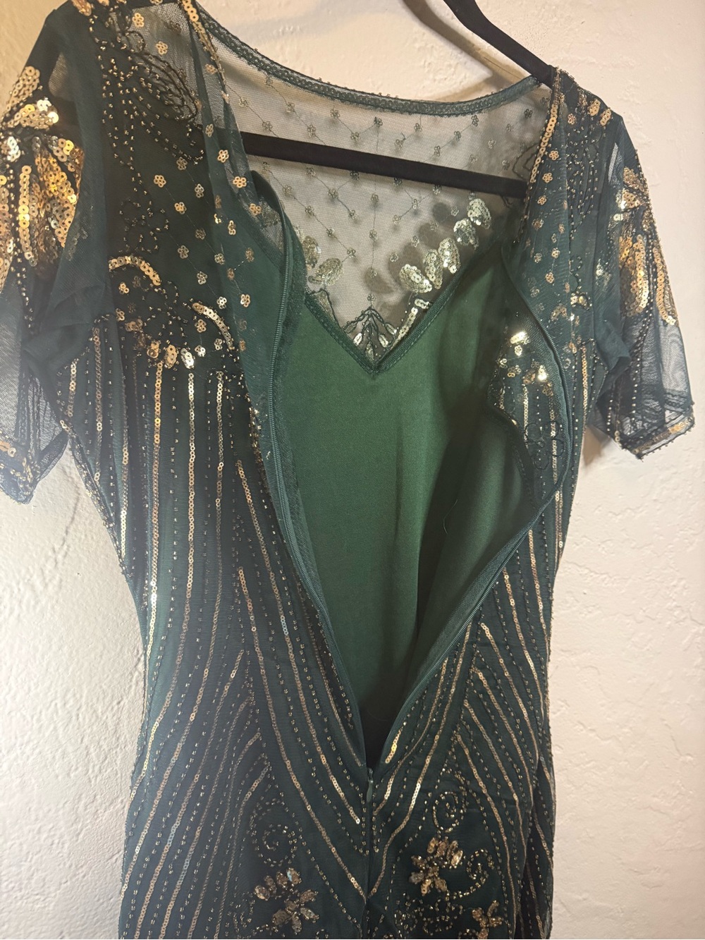 Babeyond Flapper Gatsby Fringe Sequin 1920s Dress Green - Picture 11 of 12